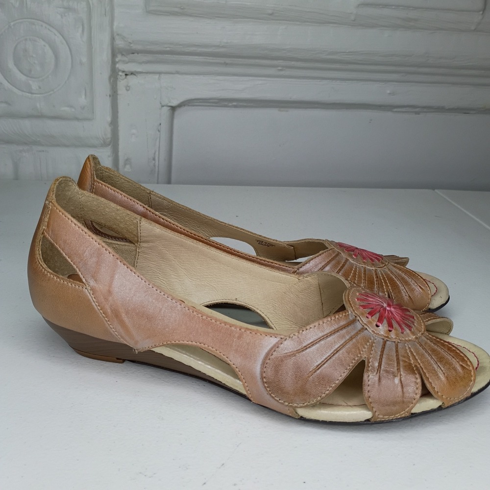 Pikolinos peep toe sandals flats size 40 taupe tan US 9 or 9.5 - Picture 3 of 8
